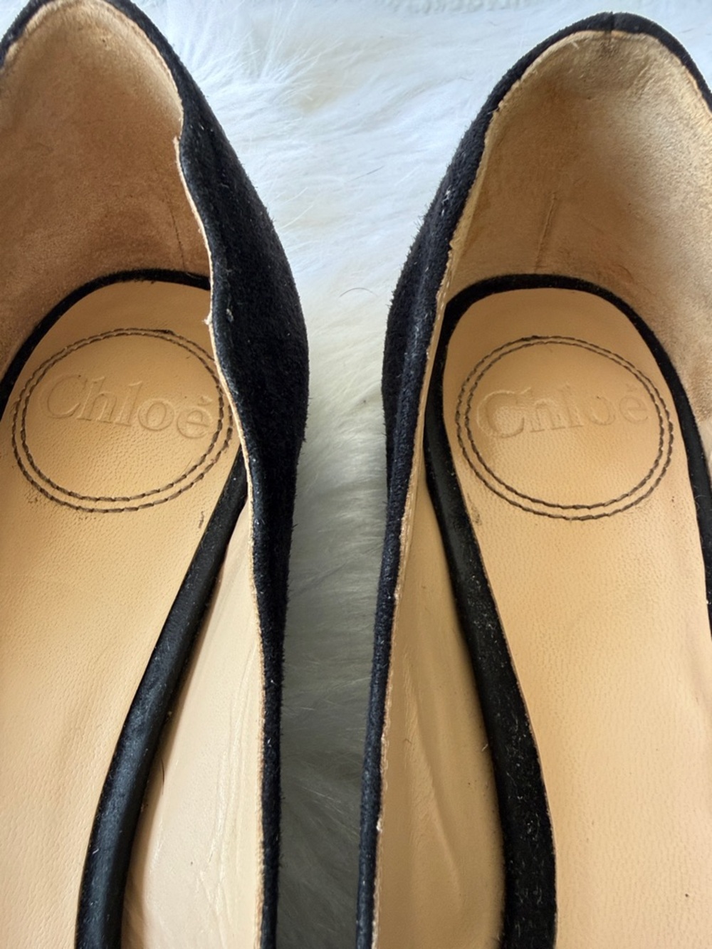 Chloe Black Pointed-Toe Suede Flats - Picture 2 of 9